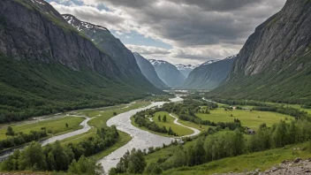 Et pittoreskt landskap av Saltdalen i Norge.