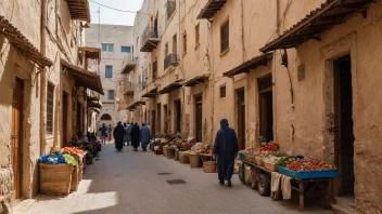 Et foto av en trang gate i en gammel medina i Nord-Afrika.