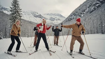 En gruppe mennesker som deltar i en tradisjonell norsk folkesport, som for eksempel ski eller bueskyting, i et naturskjønt utendørs miljø.