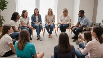 En støttende gruppesetting for personer som stammer, med en trent profesjonell som tilbyr veiledning og ressurser.