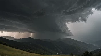 Et kraftig tordenvær i fjellet med kraftig regn og sterk vind.