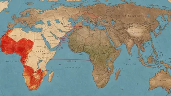 Et kart som viser den afroasiatiske regionen, som strekker seg over Afrika og Asia.