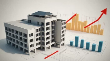 Et bilde som representerer begrepet bruttorealinvestering med en bygning under konstruksjon og en graf som viser vekst.