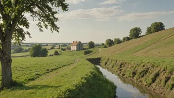 En dyp grøft eller skråning i et landlig landskap