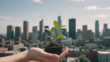 En person holder en liten plante, med en bysilhuett i bakgrunnen, som symboliserer å bringe noe tilbake til liv.