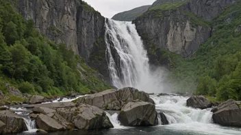 Rånåsfossen foss i Norge, kjent for sitt naturskjønnhet og kraftige vannfall.