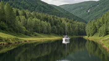 Et fredelig bilde av Telemarkskanalen, som viser dens naturskjønnhet og historiske betydning.