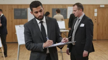 Et bilde av en valgobservatør som overvåker en valgprosess for å sikre rettferdighet og åpenhet.