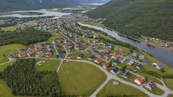 Flyfoto av Rykkinn boligområde med hus og bygninger