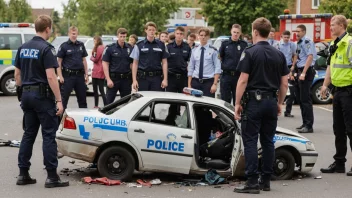 En scene som viser en ungdomsulykke, med nødetatene på stedet.