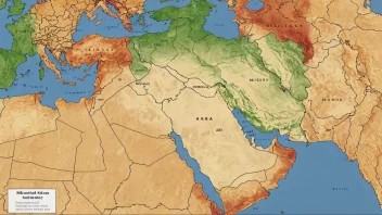 Et kart over et område med muslimsk majoritetsbefolkning, hvor kontrollerte områder er markert.