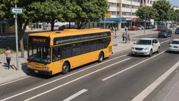 Et bilde av en buss som kjører langs en designert bussrute.