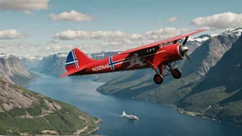 Et Braathens-fly som flyr over Norge.