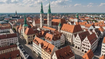 Byen Augsburg i Tyskland, med sine historiske bygninger og renessansearkitektur.