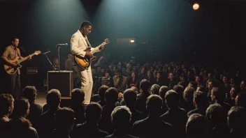 En bluesmusiker som spiller på scenen.