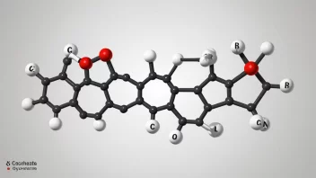 En molekyl av karbonat, med karbon- og oksygenatomer merket.