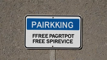 Et skilt med teksten 'Gratis parkering' eller 'Gratis tjeneste' i et offentlig område.