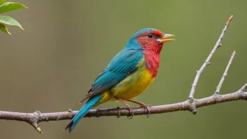 En sangfugl med fargerikt fjærdrakt synger en melodisk sang mens den sitter på en gren.