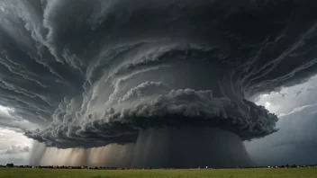 Et stormfullt værfenomen med sterke vinder og mørke skyer.