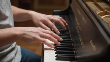 En persons hender som spiller piano med fokus på fingerplassering