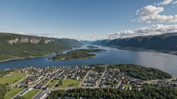 Flyfoto av Åros, en liten by i Norge.