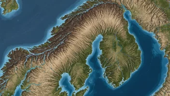 Et kart over Nordkalotten fjellområdet i det nordlige Skandinavia.