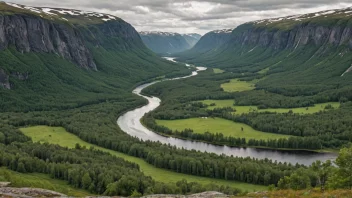 Et naturskjønt landskap av Tørdalsdalen i Norge.