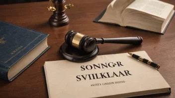 En dommers hammer og lovtekst som illustrerer begrepet soningsvilkår.