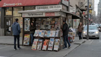 En avisbu med et utvalg av aviser og tidsskrifter