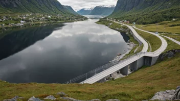 Et flomvernssystem i et norsk landskap.