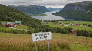 Et idyllisk landskap av en norsk gård eller område med navnet Brynsrud