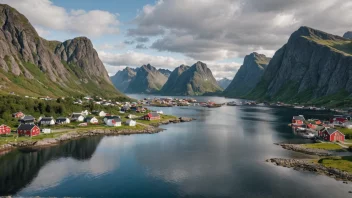 En malerisk bygd i Lofoten, Norge.