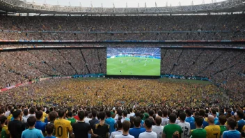 En verdenscupfinale i fotball på et fullsatt stadion med jublende publikum.