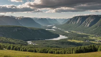 Et naturskjønt landskap av Flesbergs i Norge, som viser dets naturlige skjønnhet.