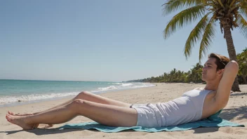 Et fredelig og rolig bilde av en person som nyter et stressfritt øyeblikk på en vakker strand.