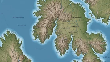 Et detaljert kart over Nordøyans-regionen, som viser øyene og geografiske egenskapene i området.