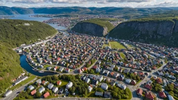 Flyfoto av Heimdalens, en bydel i Trondheim