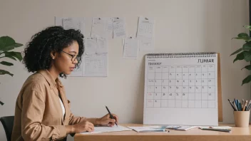 En person som starter et prosjekt, med en klokke og en kalender i bakgrunnen.