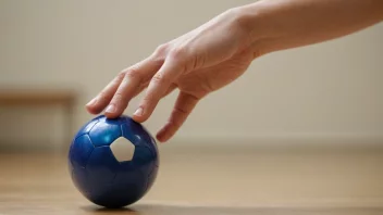 En persons hånd berører en ball lett med fingertuppene, og viser en følelse av lett kontakt.