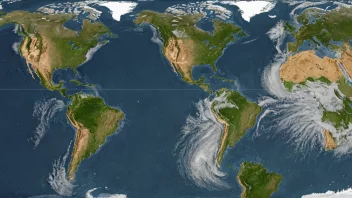 Et bilde som viser ulike værmønster som påvirker klimaet i et område.