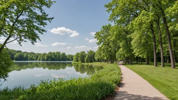 En fredelig miljøpark med frodig grønt og en rolig atmosfære.