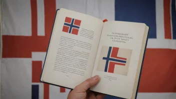 En person som holder en bok med et norsk flagg i bakgrunnen, som representerer norsk litteratur