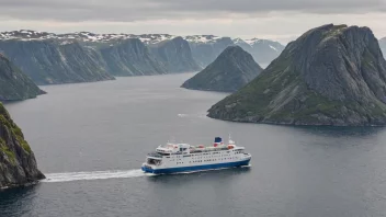 En ferge som seiler mellom to øyer i Norge.