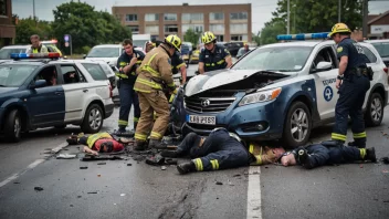 En bilulykke med skadde mennesker og nødetatene som responderer