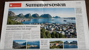 Forsiden av Sunnmørsposten-avisen, med en naturskjønn utsikt over Ålesund i bakgrunnen.