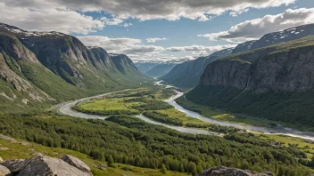 En malerisk dal i Norge med en fredelig atmosfære.