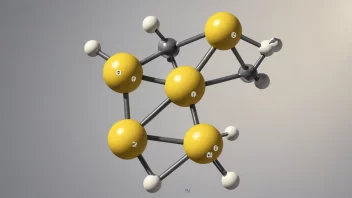En illustrasjon av en svovelforbindelse, som viser bindingen mellom svovelatomer og andre elementer.