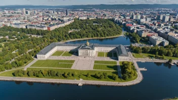 En stor offentlig plass foran Slottet i Oslo