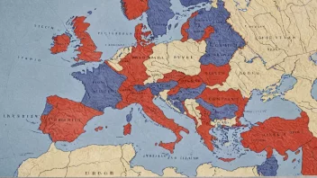 Et kart over Europa med en rød, hvit og blå farge, som representerer Marshall-planens innvirkning på kontinentets gjenoppbygging.