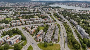 Flyfoto av Vindern, et boligområde i Oslo.